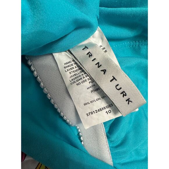 Trina Turk Fontaine Off The Shoulder Ruffle One Piece Swimsuit Sz 10 READ - Picture 8 of 11